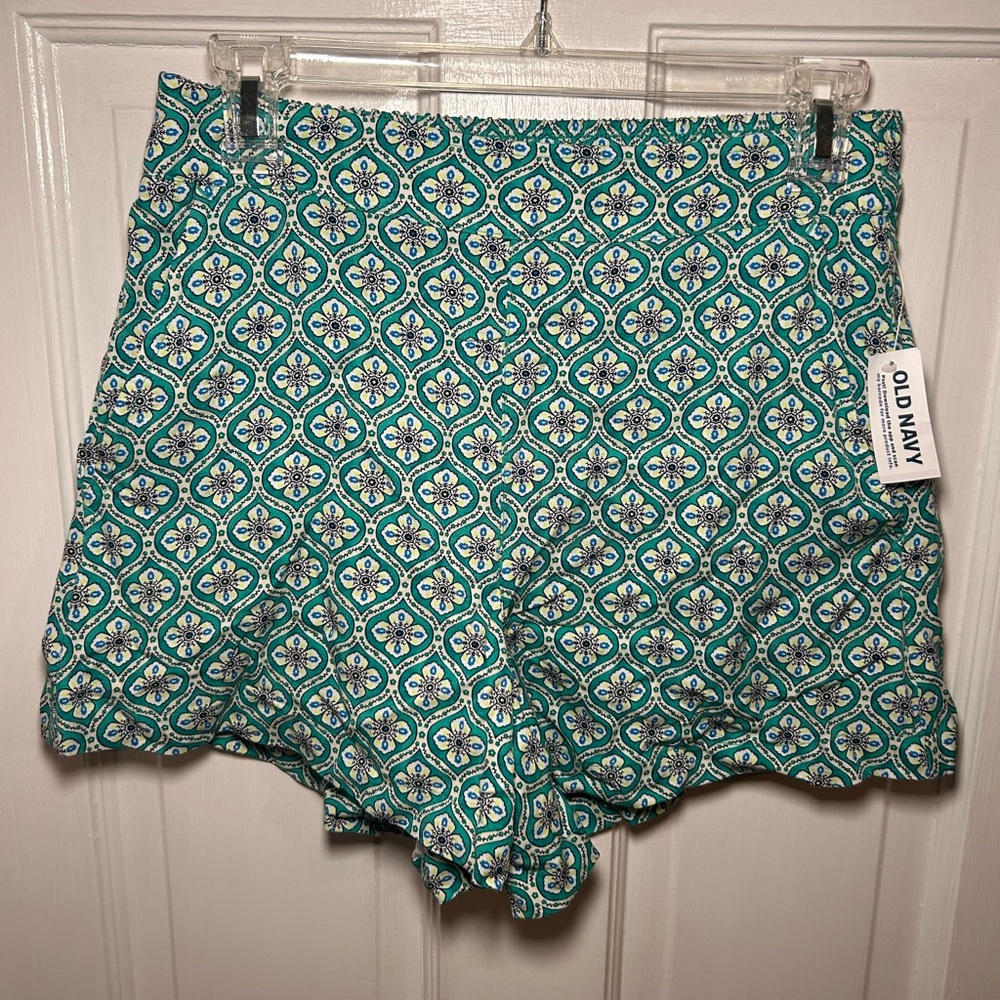 Old Navy Green Patterned High Waist Women's Shorts
